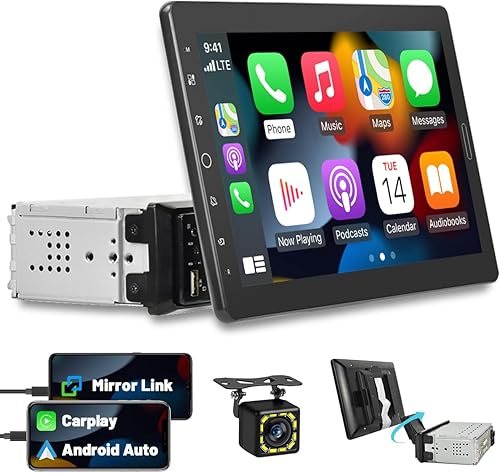 Carplay estéreo de coche de 10.1 pulgadas, pantalla táctil extraíble, radio Android Auto, pantalla desmontable, unidad principal de 1 din, llamada