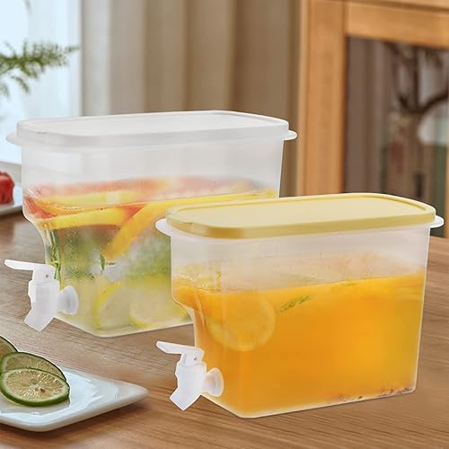 Miniatura 6 de Jucoan Paquete de 2 dispensadores de bebidas para nevera de 0.9 galones con grifo a prueba de fugas, jarra de plástico dispensador de bebidas frías