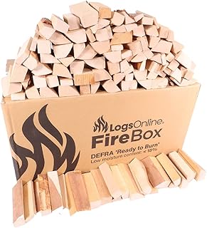 Logs Online (8 kg) suszona brzoza mini kłody do rozpałki z twardego drewna (12 cm) do przenośnego piekarnika do pizzy. Bezpieczna kłoda ognia do spalania i gotowania w kuchence drewnianej na zewnątrz.