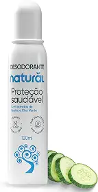 NATURAL Desodorante com Extratos de Pepino e Chá Verde - Proteção Saudável - Frescor Duradouro - Sem Alumínio - Vegano - 120ml