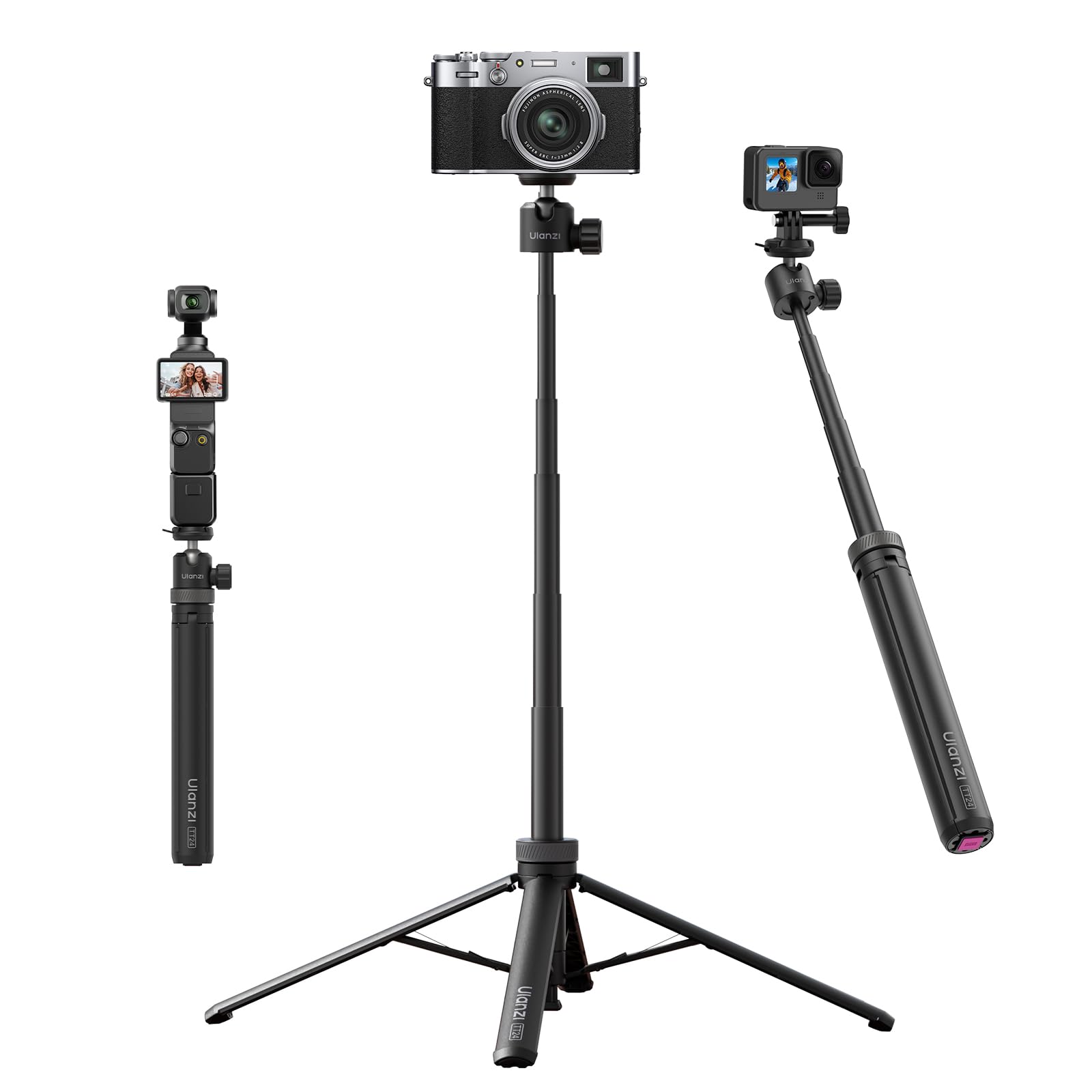 ULANZI Upgrade TT24 59" Selfie Stick Tripod Stand w Auto-Open 4-Leg