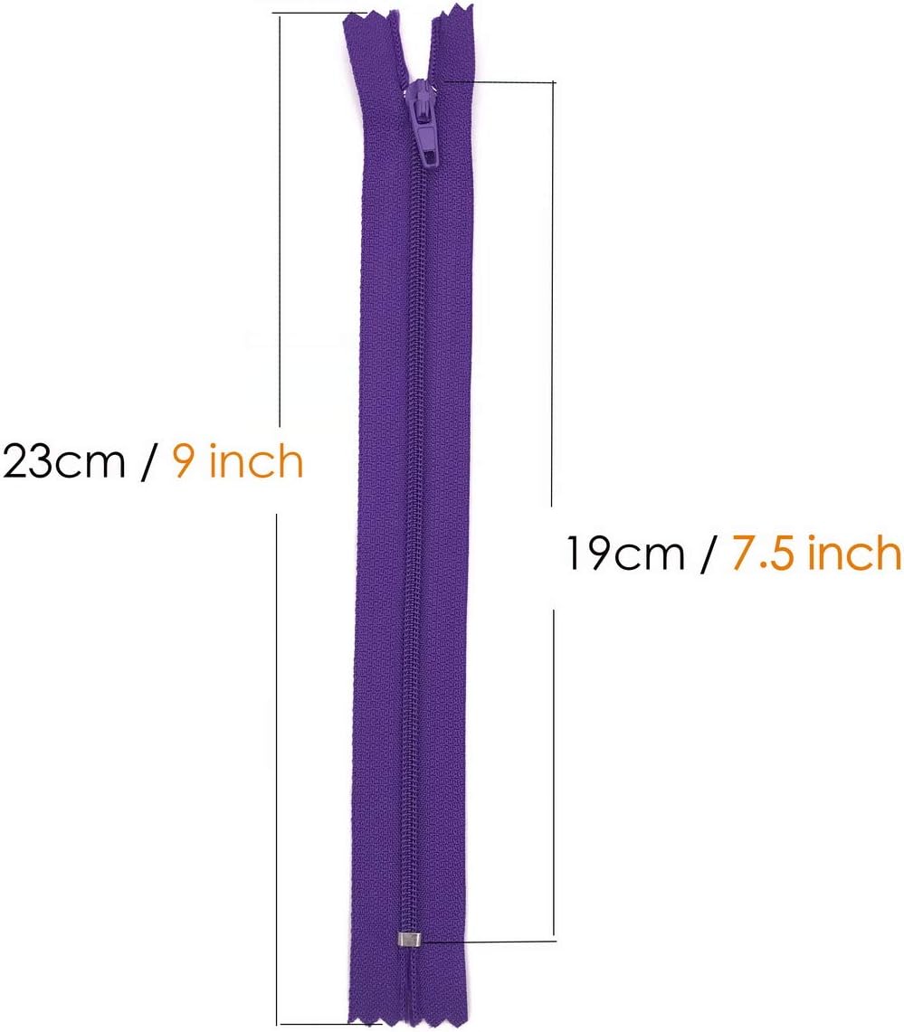 60pcs 9 inch Zippers-25Colors Nylon Coil Zipper Bulk #3 Zippers for Tailor Sewing Crafts(Net Length 7.5inch)