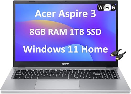 Acer Laptop Aspire 3 (15.6 pulgadas FHD, AMD Ryzen 3 7320U, 8 GB de RAM, SSD de 1 TB, gráficos Radeon, 4 núcleos (Beat i3-1115G4)) PC para el hogar