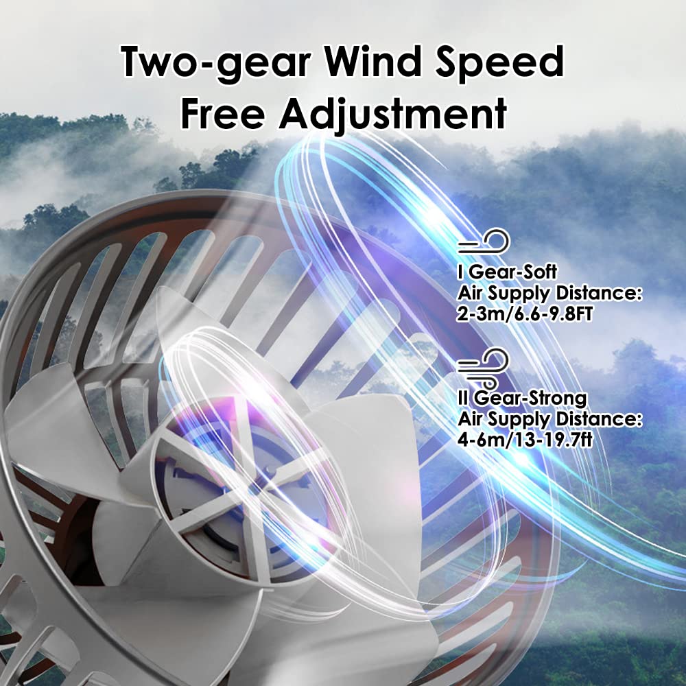 Riloer Ventilatore dell'aria di raffreddamento portatile per auto, Circolatore d'aria di raffreddamento elettrico a tre teste per camion, furgone, SUV, camper, barca, rotante a 360°