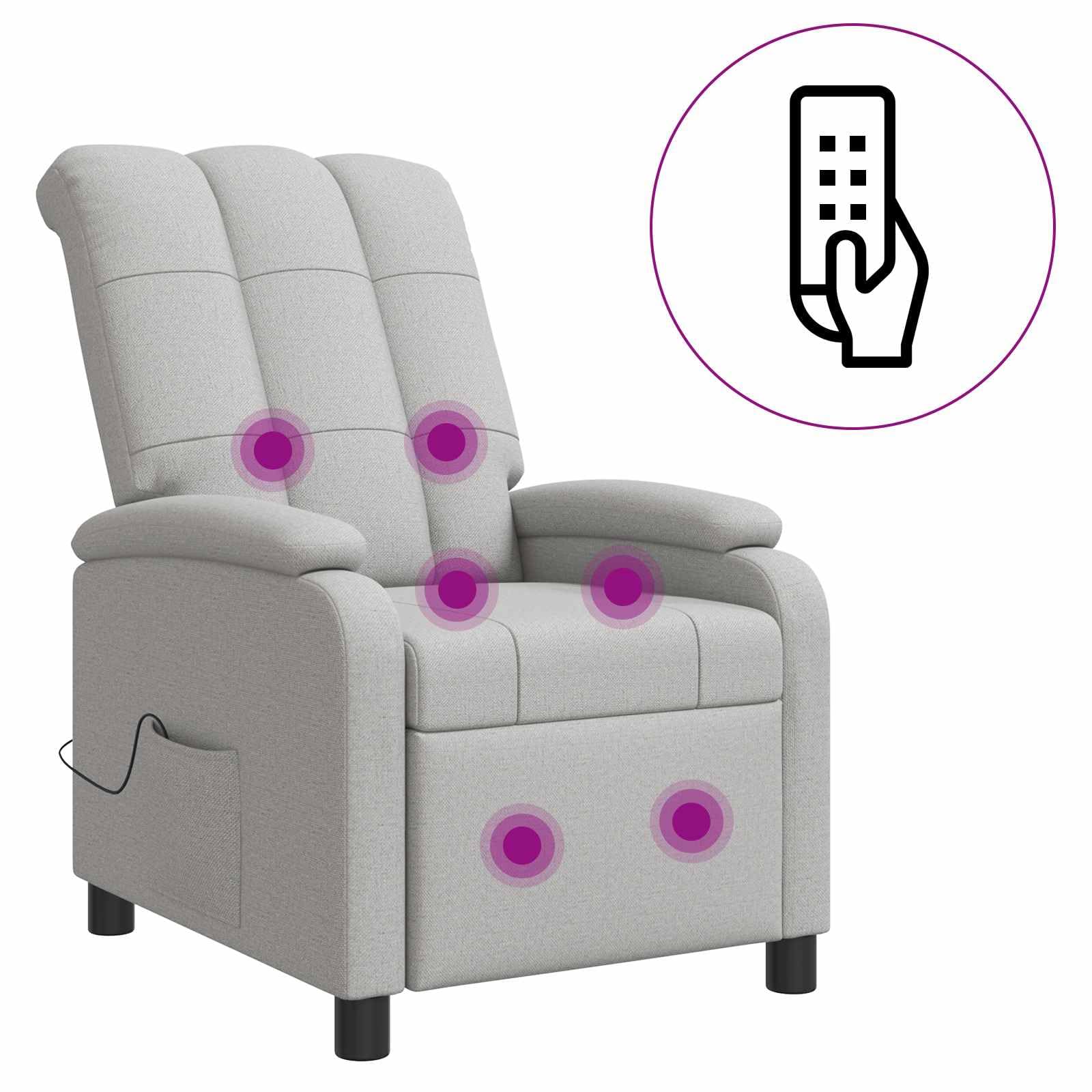 Poltrona relax in tessuto grigio nuvola con angolo di inclinazione