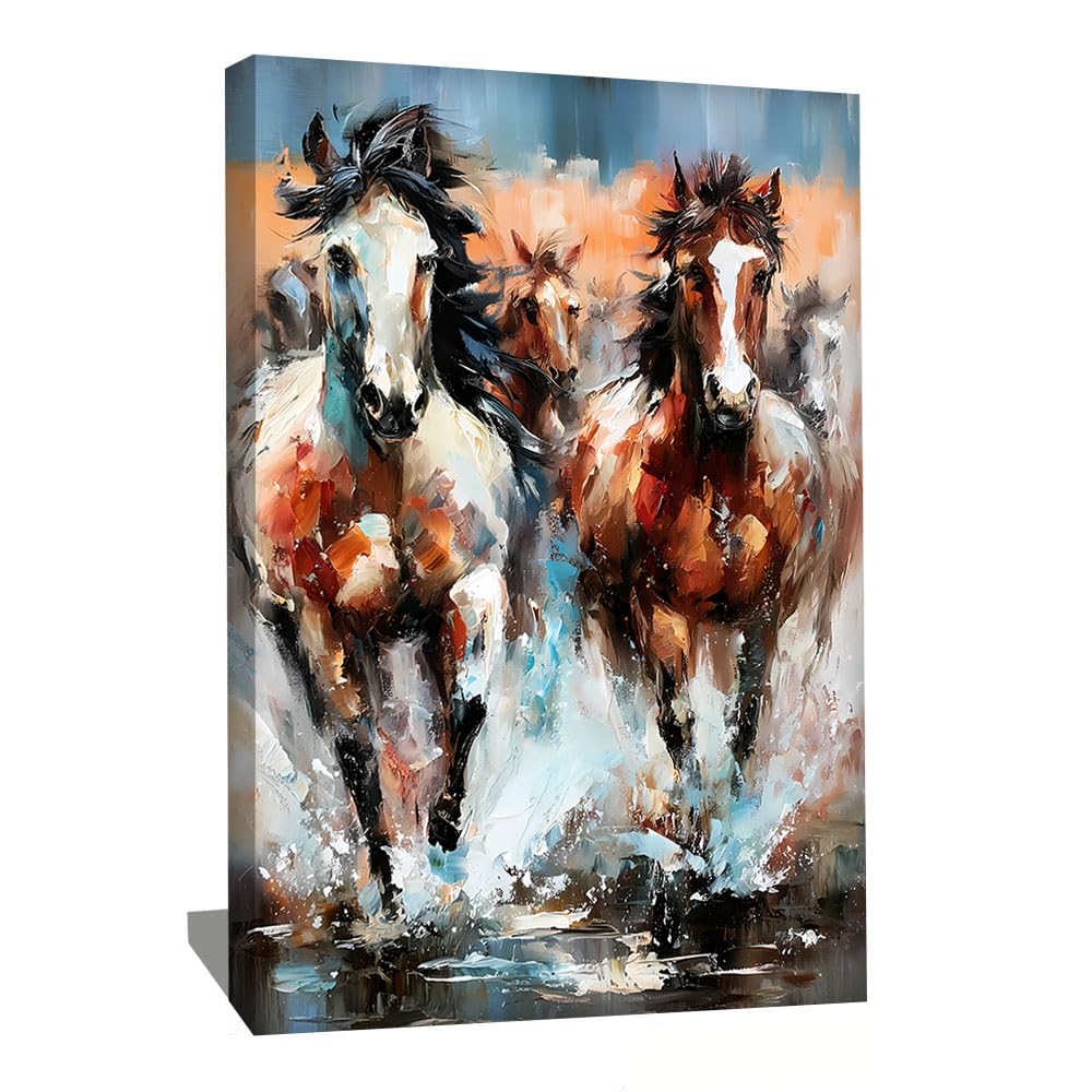 Quadro lungo verticale moderno con animali – Poster decorativo da parete con cavallo, tela astratta di grande formato, decorazione da parete contemporanea – idea regalo cremagliera originale, 60 x 40
