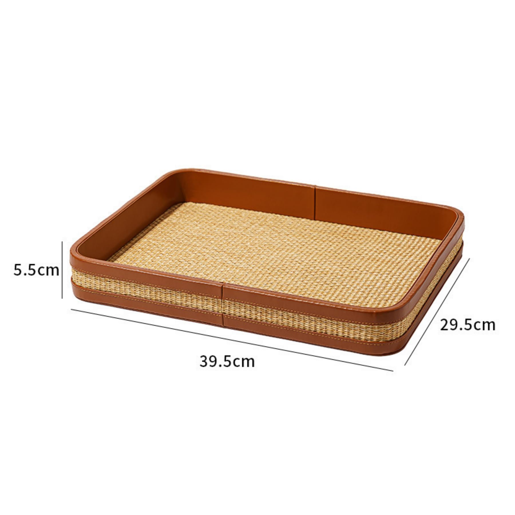 Set di organizer da scrivania e copri scatola per fazzoletti in rattan intrecciato a mano di alta qualità.