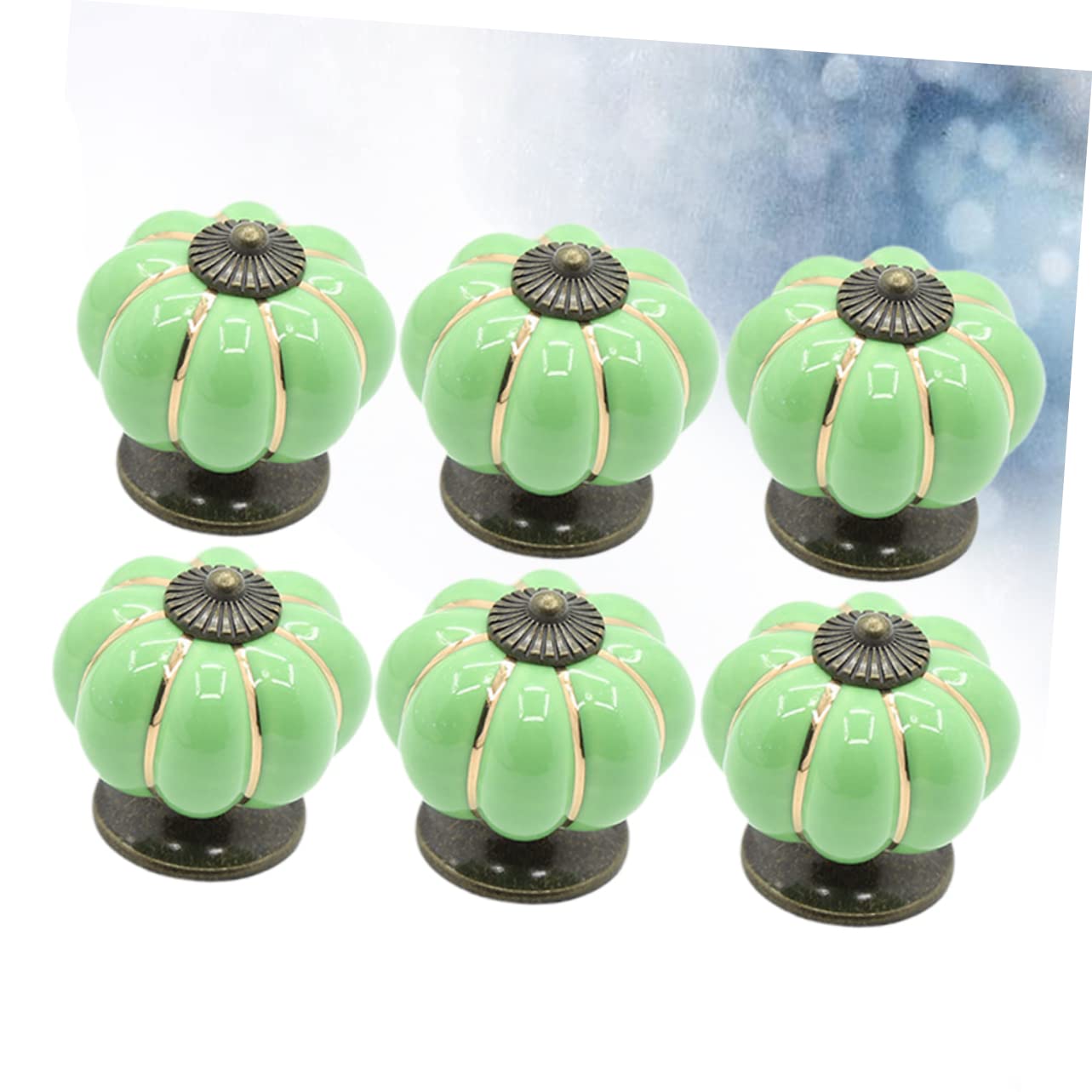 Hemobllo 6pezzi Pomello in Ceramica Forma di Zucca per Porte per Mobili e Armadi Verde