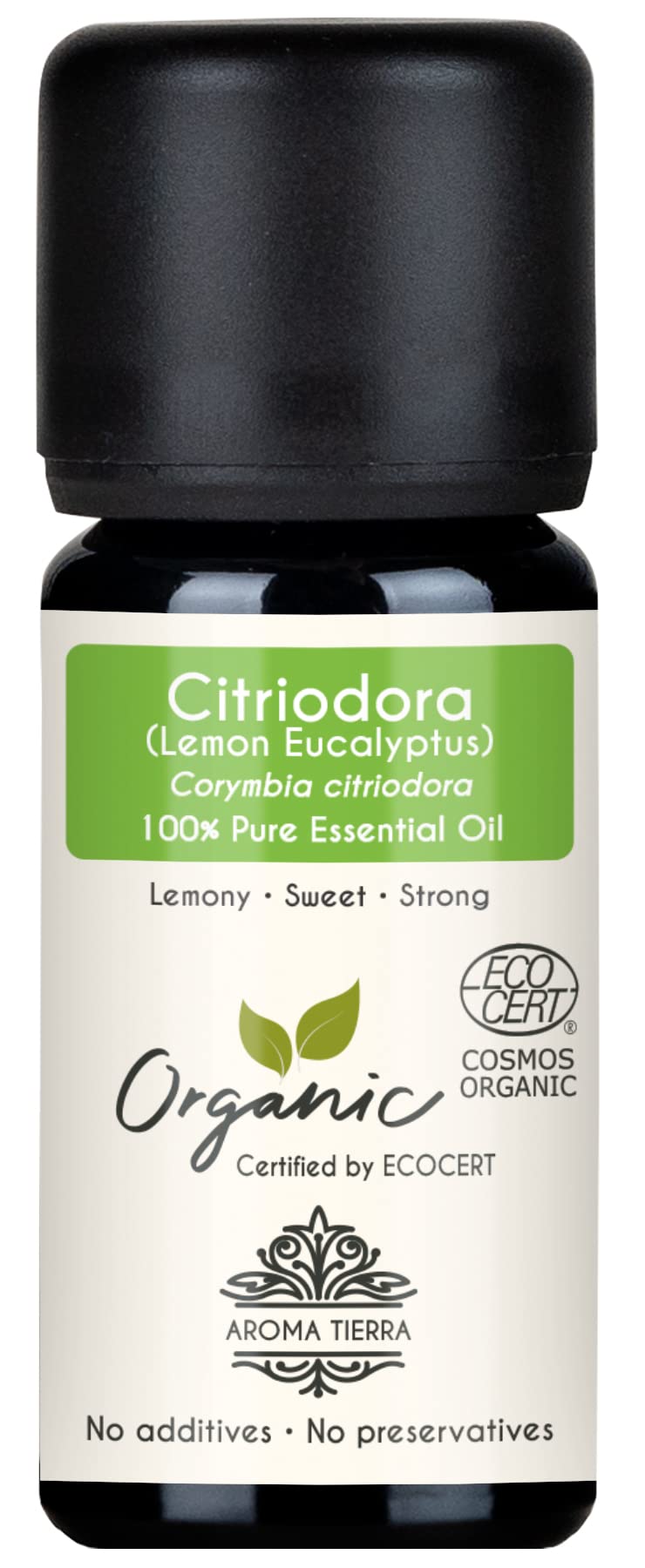 Organic Citriodora (Lemon Eucalyptus) Essential Oil 10ml - 100% Pure & Natural - Fresh & Lemony - For Diffuser, Aromatherapy, Home & Outdoor Use, Air Purfy & Candles