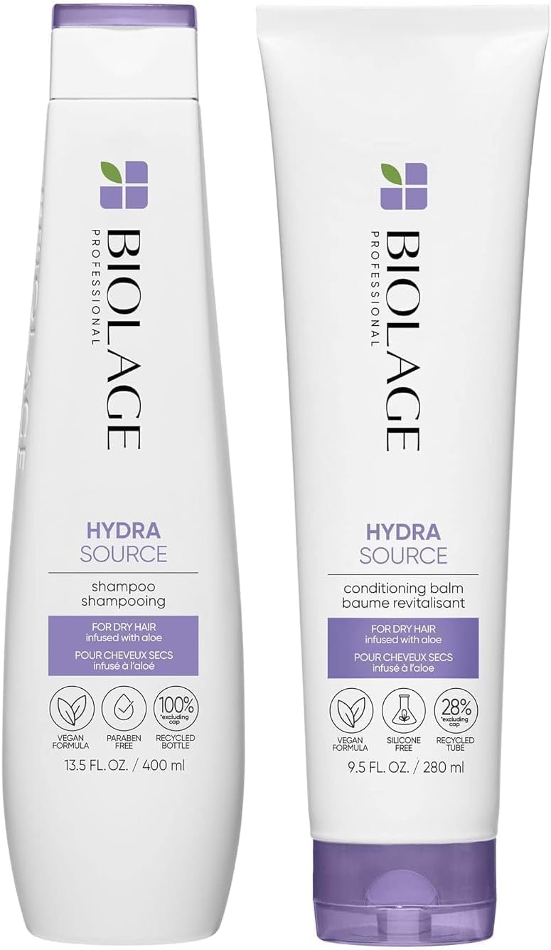 Hydra Source Shampoo & Conditioning Balm Set - Hydrates, Moisturizes and Repairs Hair, For Dry and Damaged Hair, Vegan and Paraben & Silicone-Free