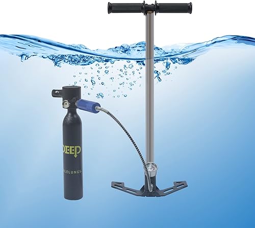 Miniatura 3 de Mini tanque de buceo de aire Equipo de buceo Snorkeling 0.5L Tanque de cilindro de oxígeno+bomba, mini buceo portátil subacuático respiración bomba