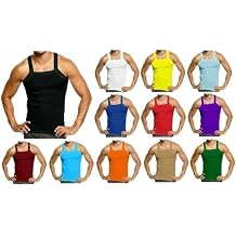 3 Packs Mens G-Unit Style Cotton Tank Tops Square Cut Muscle Rib A-Shirts Assorted Colors