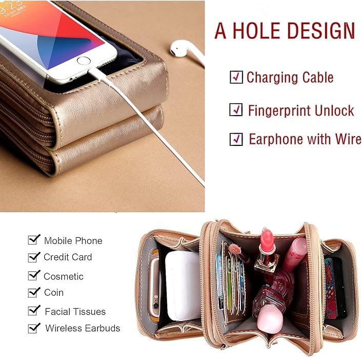 Image of Crossbody Cellphone Purse Women Touch Screen Bag RFID Blocking Wallet Handbag Shoulder Strap