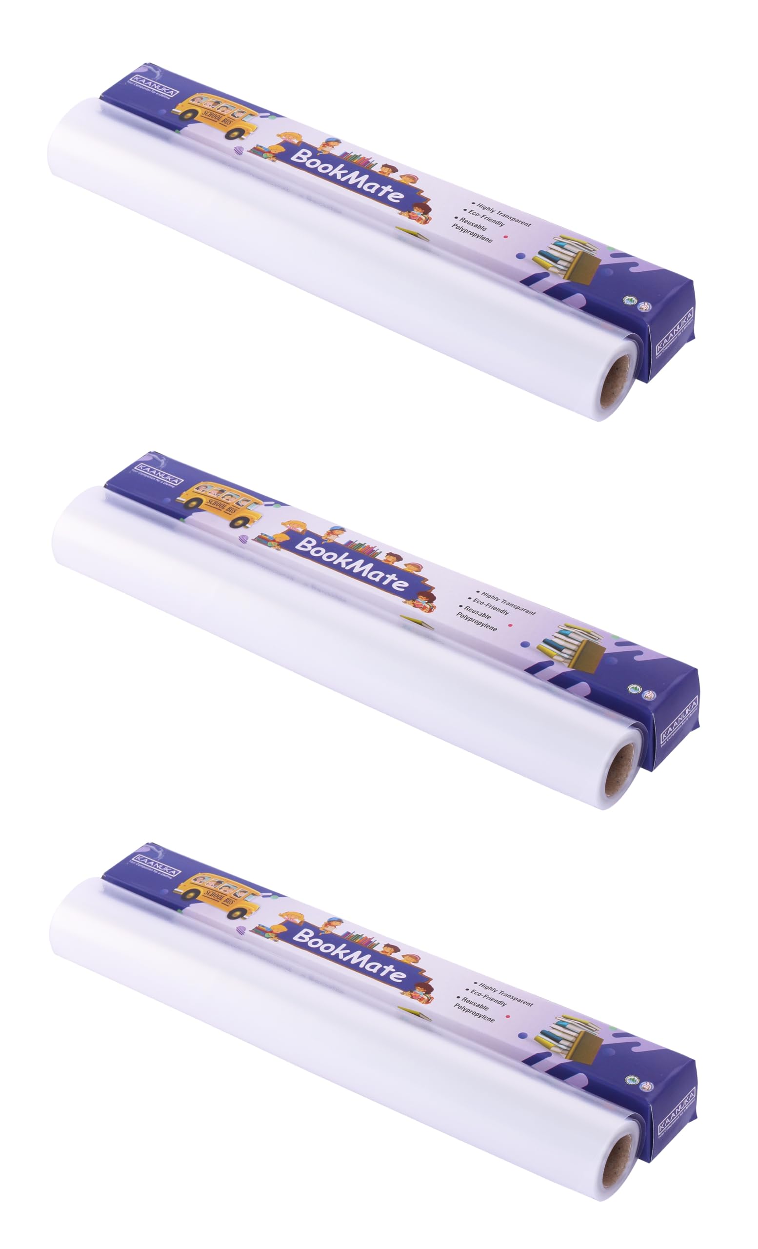 Kaanuka Transparent Waterproof Text Book Cover Roll Exercise Books Cover Roll Synthetic Paper Roll Binding Cover Rolls (Pack of 3)