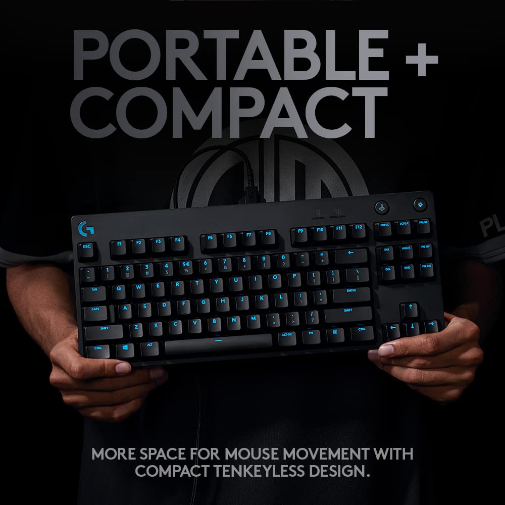 Logitech G PRO Tastiera gaming meccanicadesign ultraportatile senza tastierino numerico, cavo micro-USB rimovibile, tasti con retroilluminazione RGB LIGHTSYNC da 16,8 milioni di colori - Nero