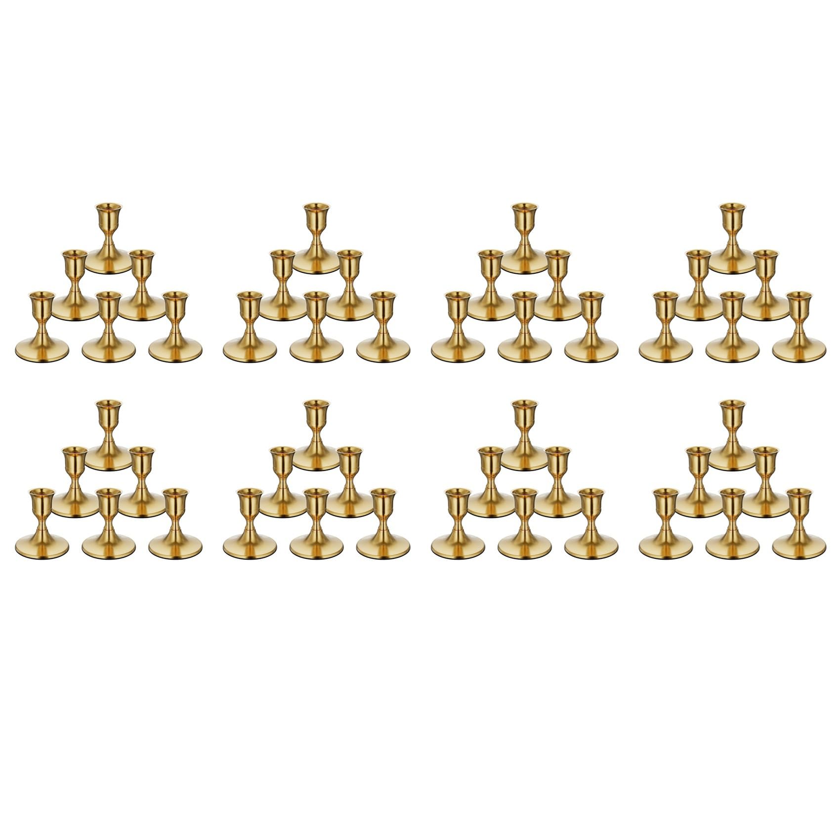 Hndhbfgrt 48PCS Brass Gold Taper Candle Holders, Vintage Metal Candlestick Holders for Dinner Room Table Centerpiece or Mantel