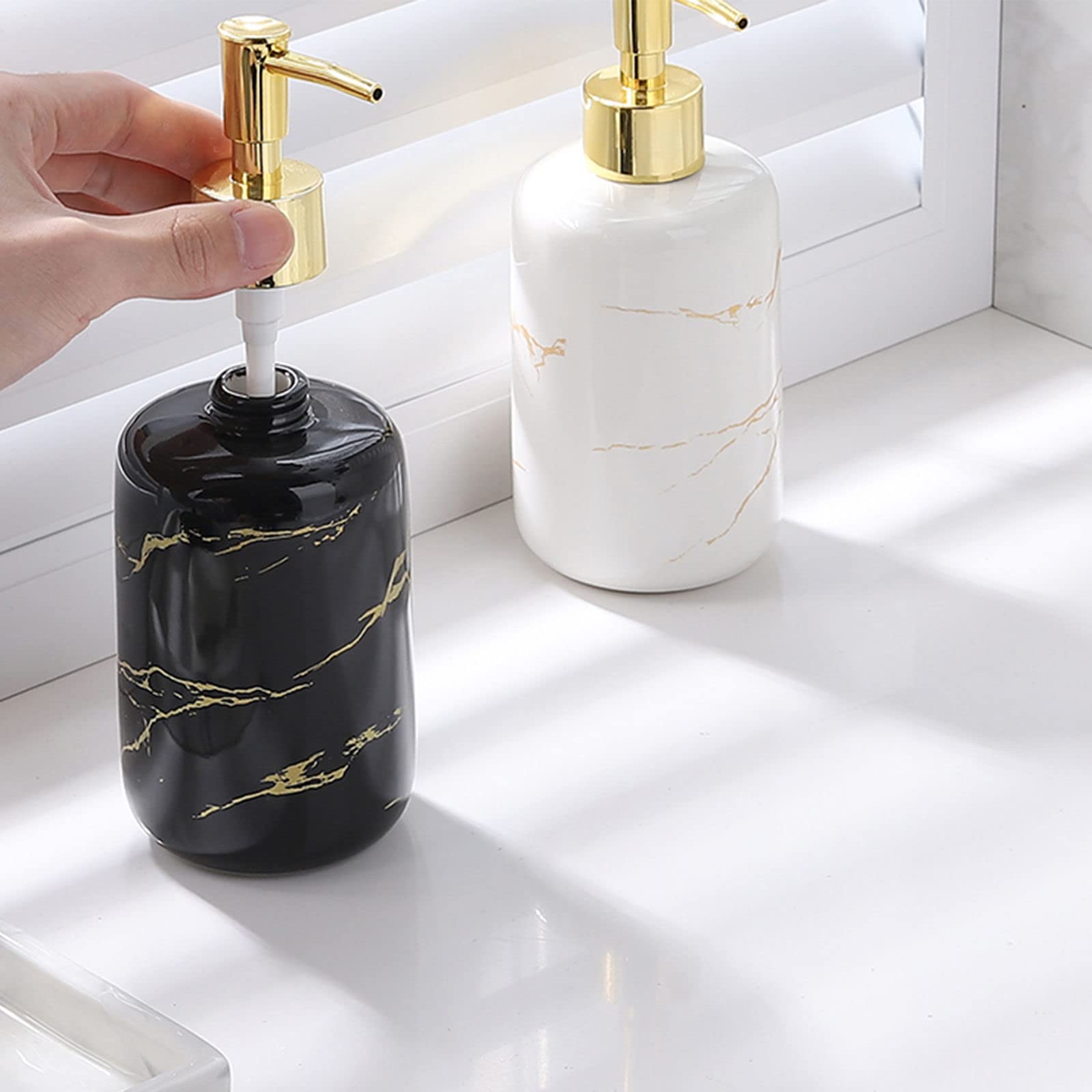 Dozownik mydła, Ceramika Prostokątne mydelniczki i dozownik balsamu(Black,Soap dish)