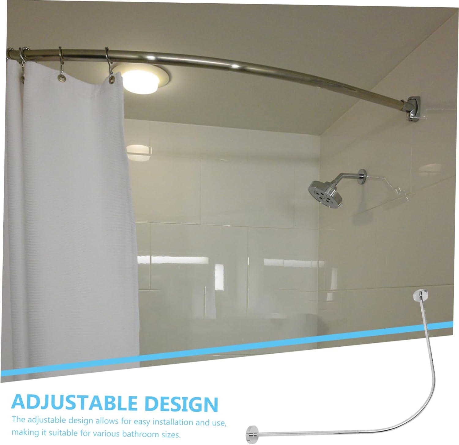 3Pcs Curved Shower Curtain Rods Shaped Design No Drill Installation Versatile for Shower and Clothes Drying