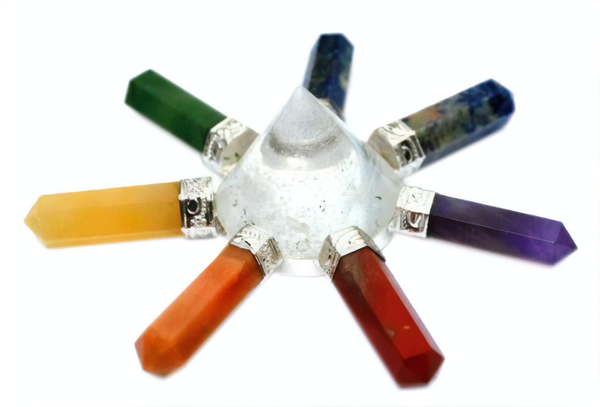 Healing Crystals and Healing Stones Pyramid Energy Generator Chakra Stones Quartz Points, Reiki Meditation Negative Ion Energy Generator for Positive Enegy (Chakra)