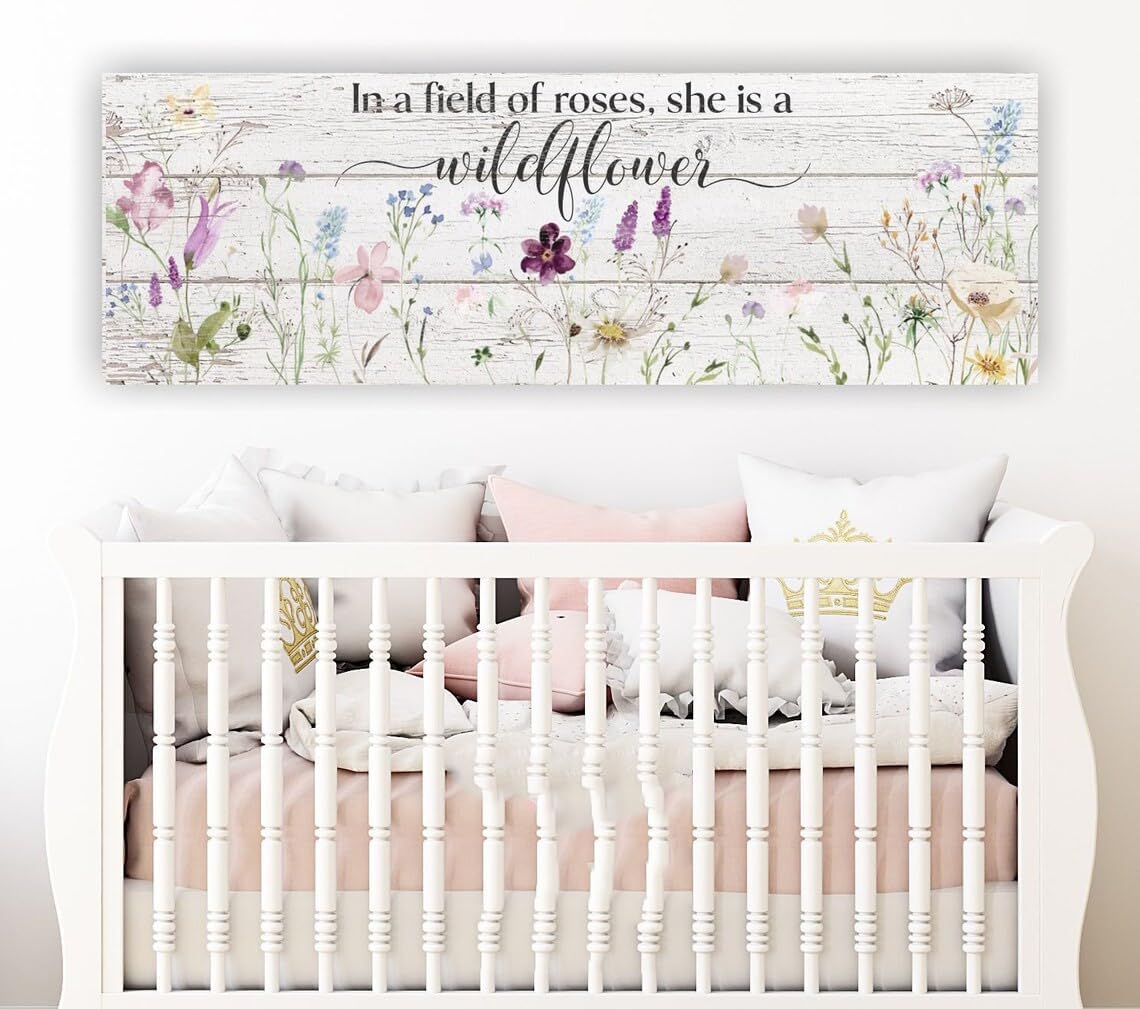 NATVVA Rustic Spring Wildflower Fields Prints Consider The Wildflowers Scripture Sign Wall Art Large Bible Verse Canvas Poster Painting For Farmhouse Master Bedroom Wall Decor