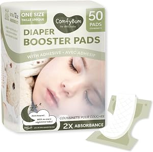 50 Pack Diaper Booster Pads with Adhesive, Stay Dry at Night-Time, No More Leaks, Diaper Liner, Diaper Doubler, Incontinence Pad