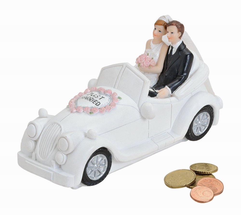 Salvadanaio A Forma Di Valigia Matrimonio - Ceramica Con Coperchio Just Married - Foto 6