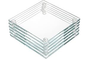 YOUEON Set of 6 Coasters Glass Tabletop Protector Drink Coasters