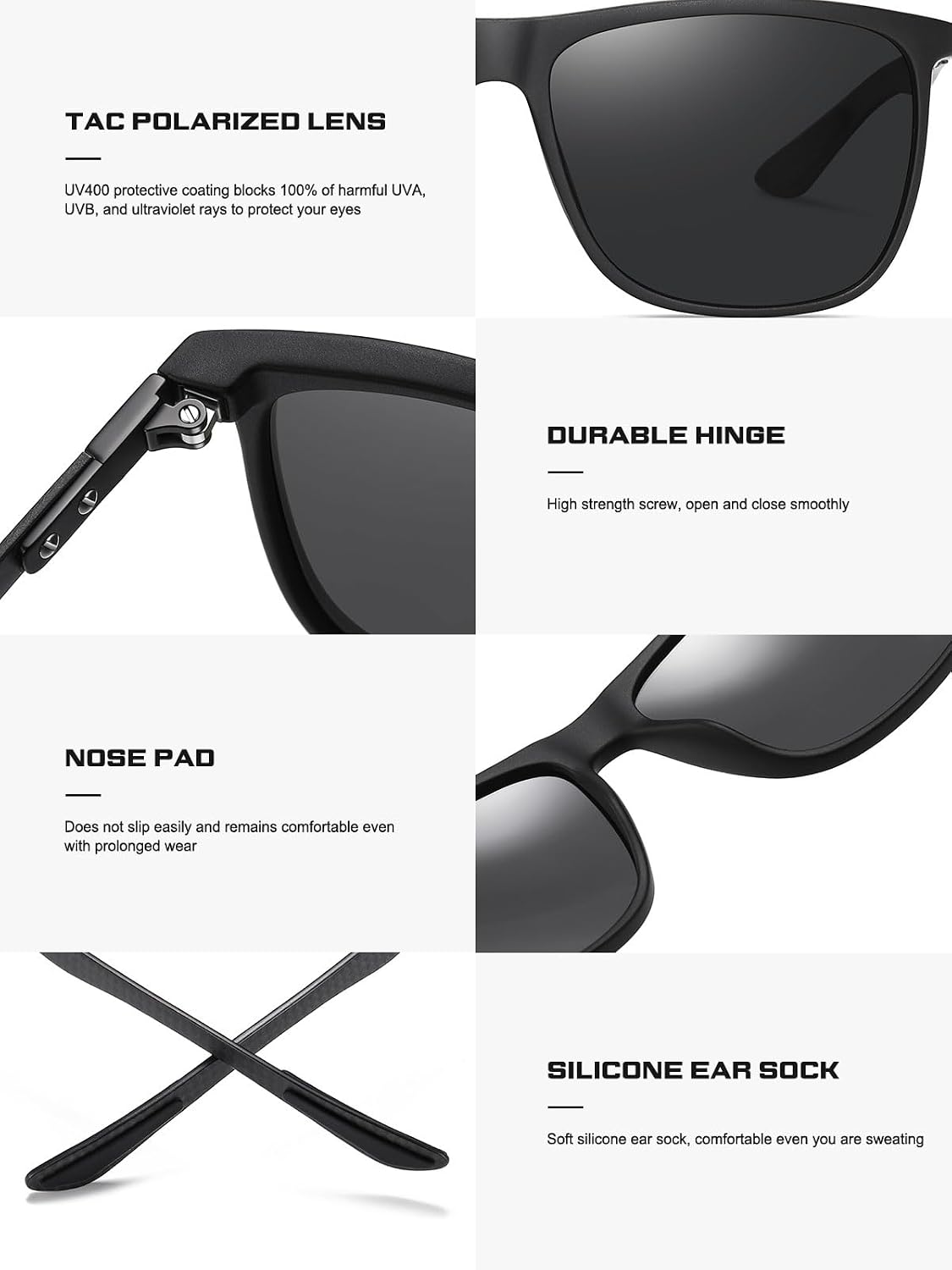 HAOLOTA Polarized Sunglasses for Men Ultralight Carbon Fiber Temple,Square Sunglasses UV400 Protection for Driving/Golf