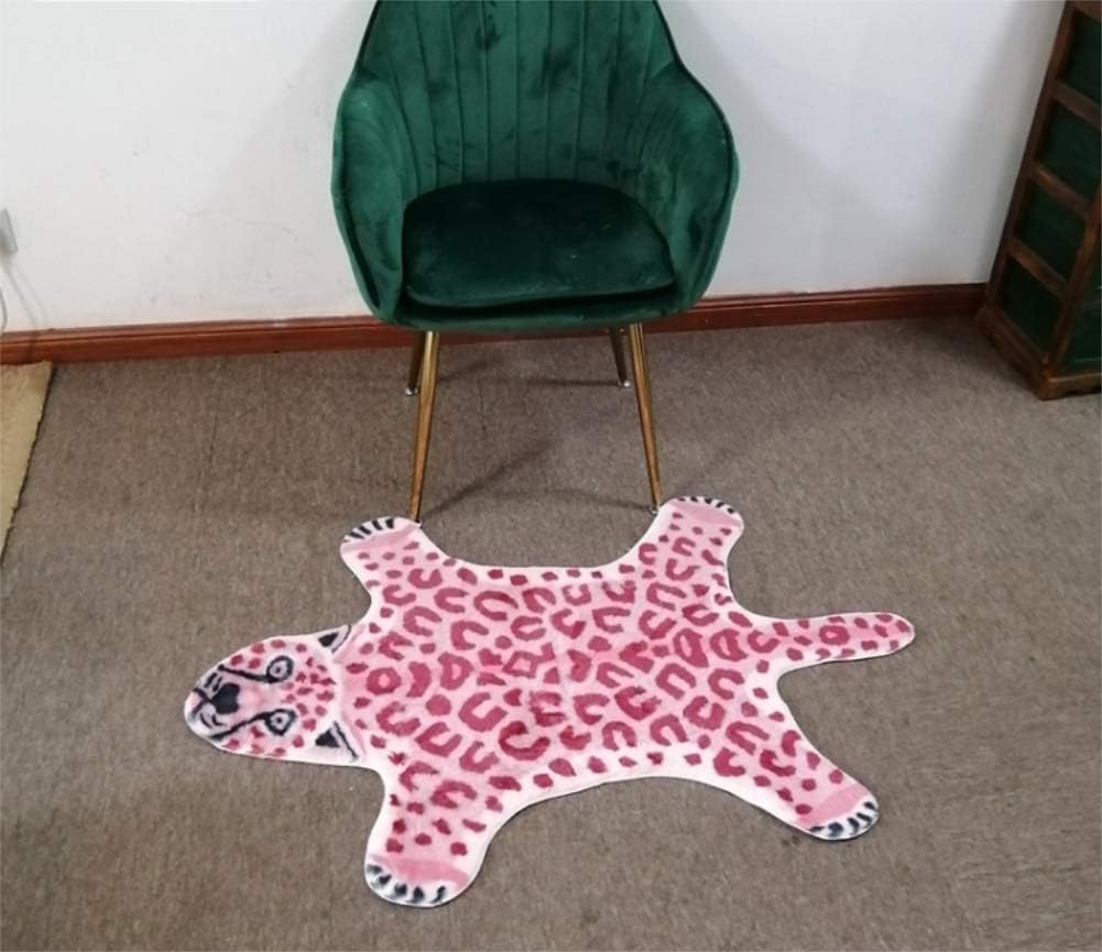 Pink Leopard Print Faux Cowhide Cheetah Fur Skin Carpet Non-Slip Animal Printed Area Rug Throw Rugs Floor Carpet for Door Mat Bedrooms Room Decor (3.3x2.95Ft)