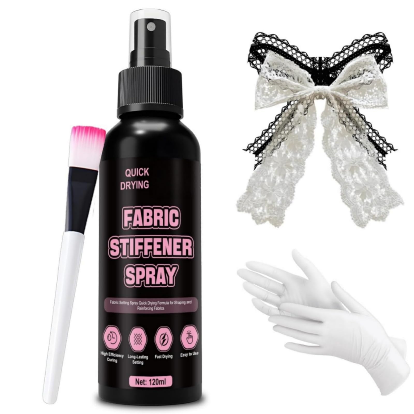 Fabric Stiffener Spray,Starch Spray For Stiffening Fabric,F-abric Hardening S-pray,Used For Setting,Transparent And Quick-Drying,Collapse Prevention,Suitable For Setting Cotton,Knitwear,Denim,120ml