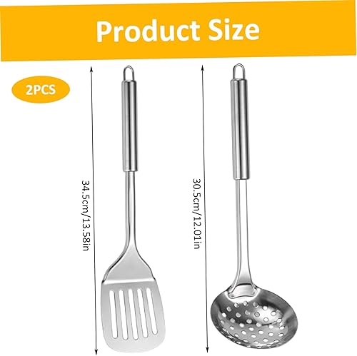 Miniatura 6 de Stainless Steel Cooking Utensils Set, 2Pcs Hangable Spatula and Skimmer with Leakage Holes