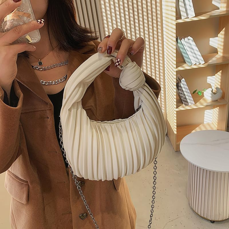 Miniatura 7 de Bolsa de bola de masa fruncida para mujer, bolso de mano, bolso de mano retro, bolso cruzado