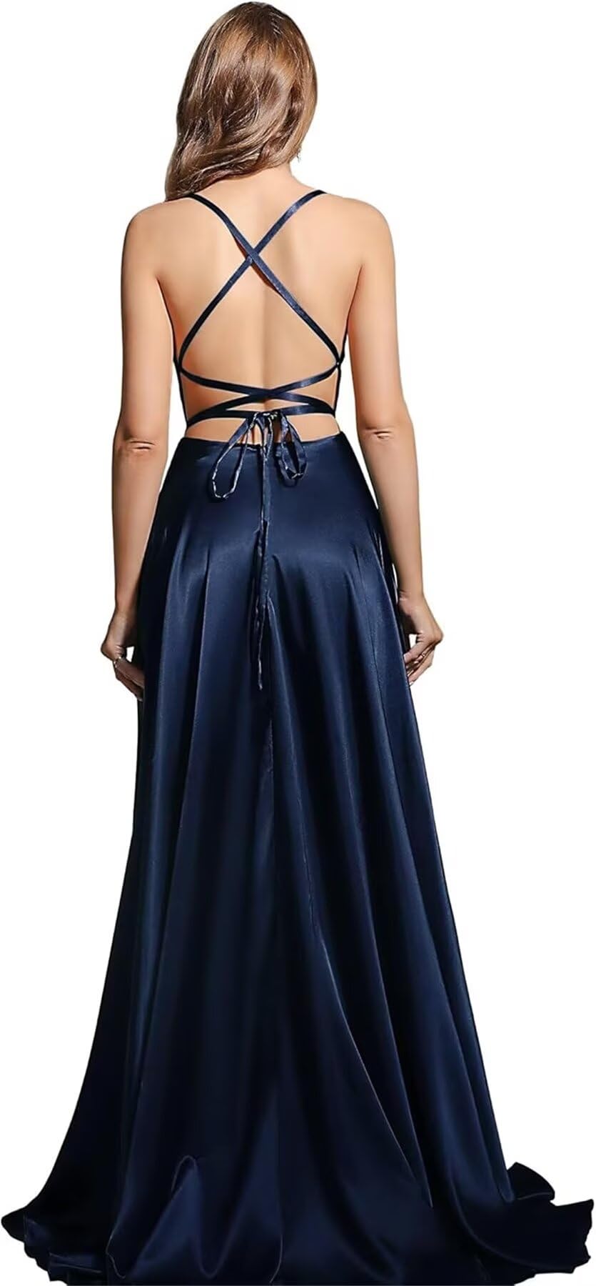 BABYONLINE D.R.E.S.S. Robe de Cocktail Longue Chic avec Fente Dos Nu A-Ligne Femme Longue pour Cérémonie