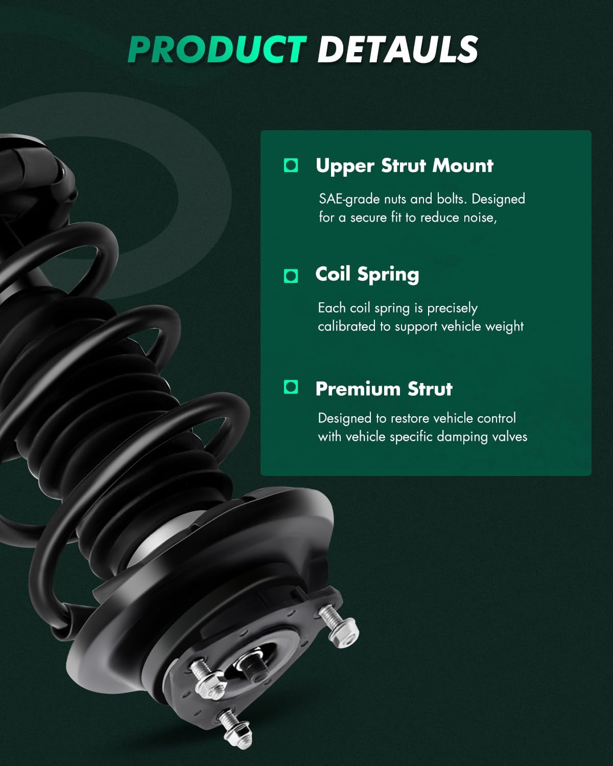 SCITOO Front Strut Assembly Automotive Replace 171505 171504 Quick Struts Shock for Ford Focus - Set of 2