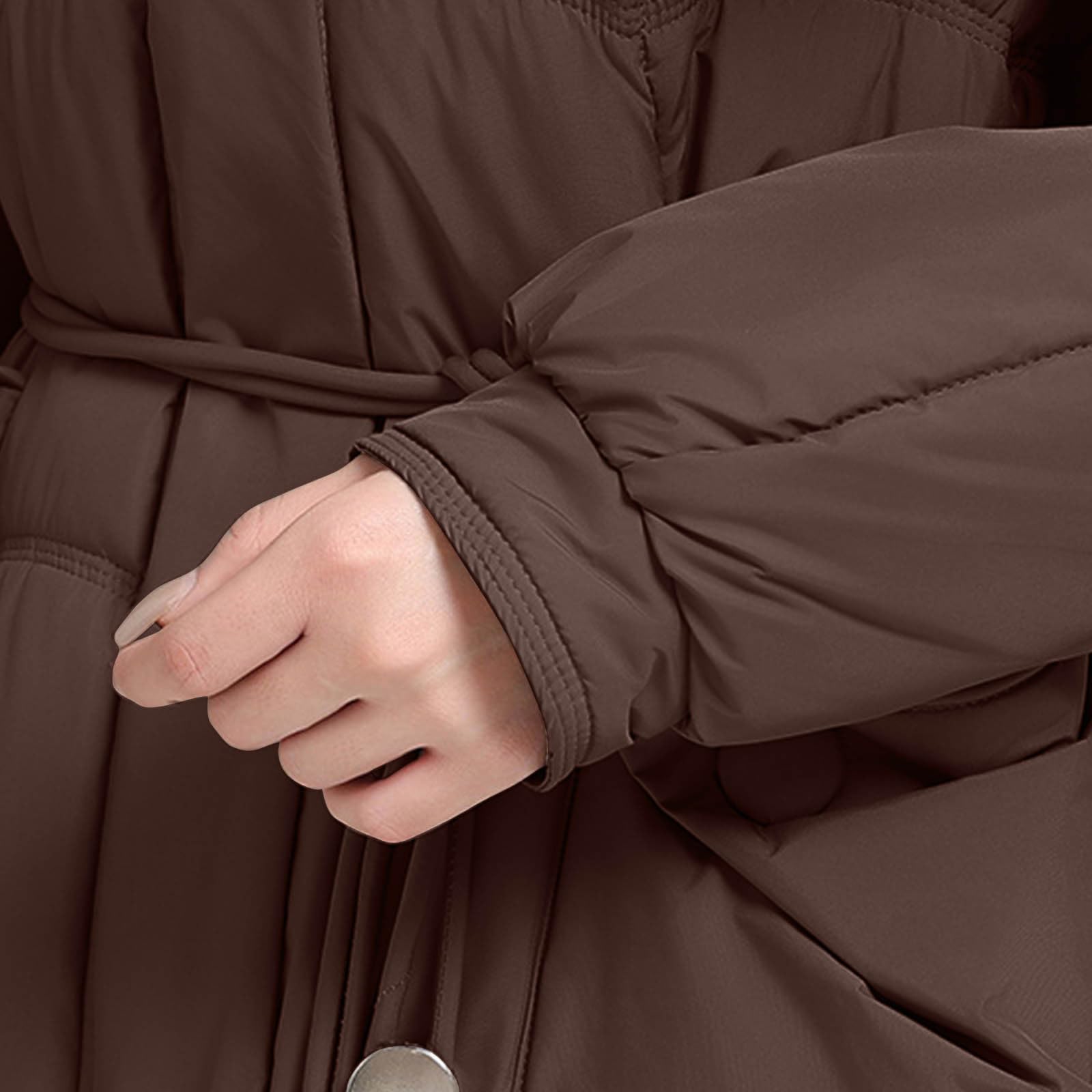 Übergangsjacke Damen Wintermantel Lang Mit Kapuze Warm Gefüttert Steppjacke Lange Elegant Damenmantel Langarm Winter Parka Jacke mit Kapuze Winterparka Mantel Einfarbig Bequemes Sportjacke
