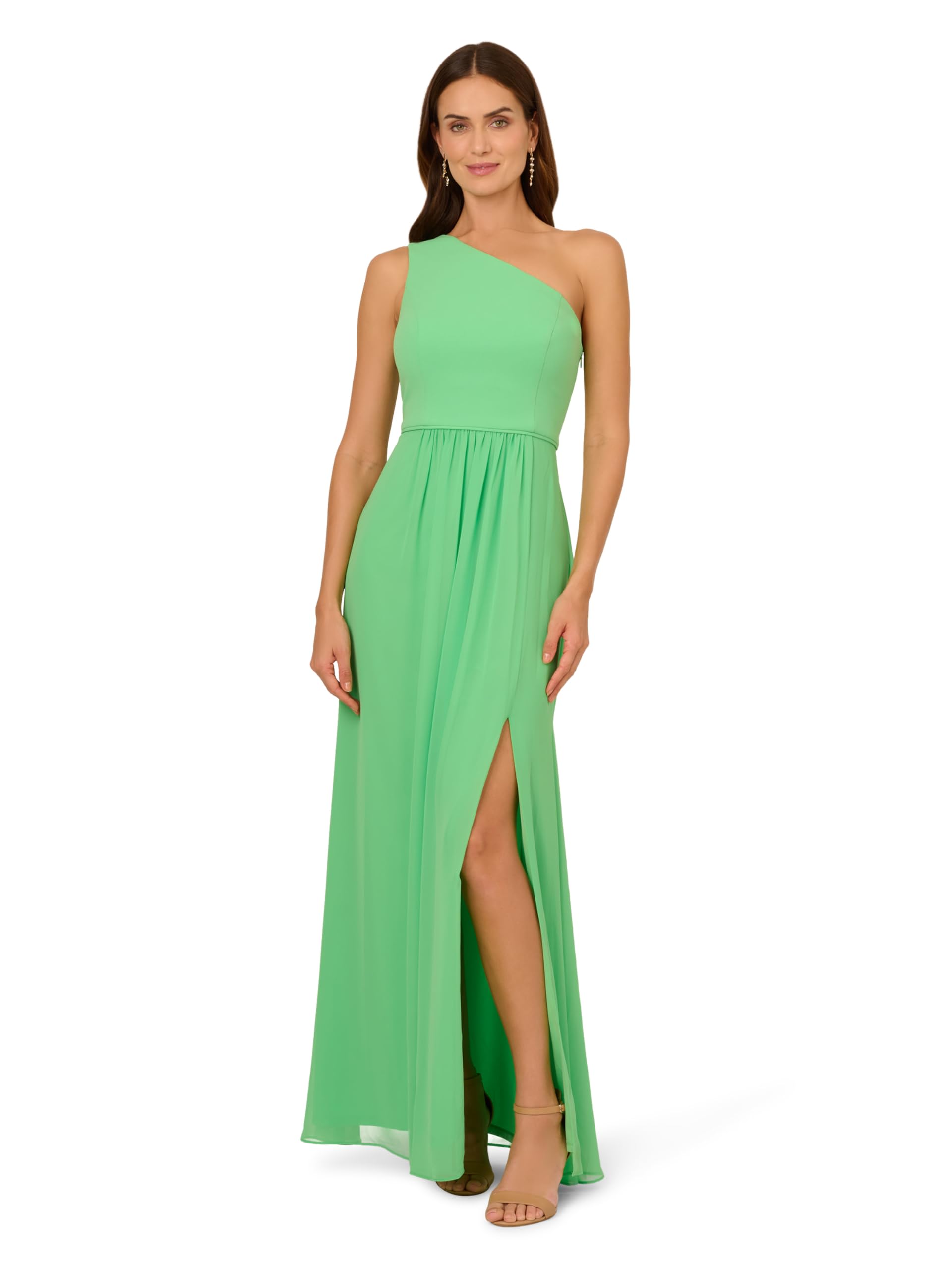 Adrianna Papell Women's One Shoulder Chiffon Gown
