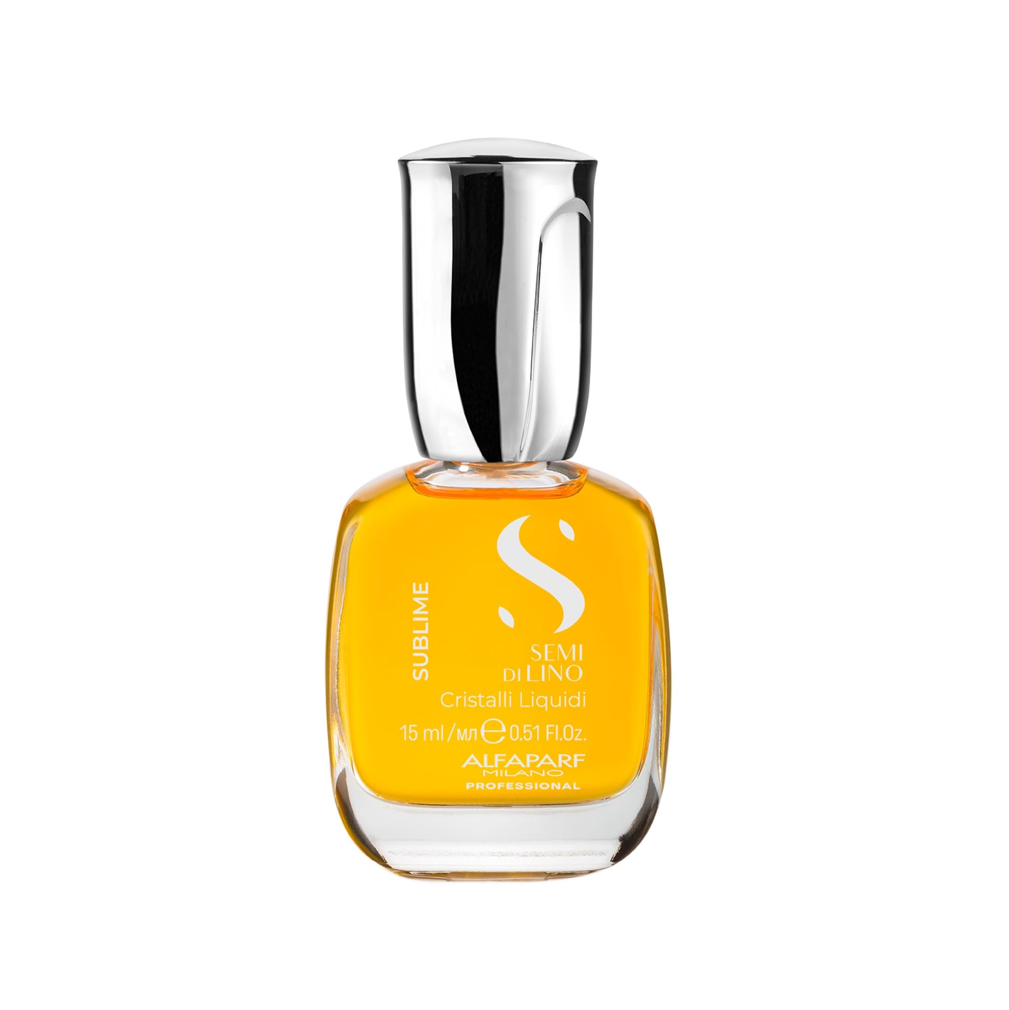 ALFAPARF MILANOSemi di Lino Sublime Cristalli Liquidi Hair Oil with Heat Protection - Smoothing Hair Serum with Frizz Control - Hair Shine Serum with Vitamin E & Color Fix Complex (0.51 Fl Oz)