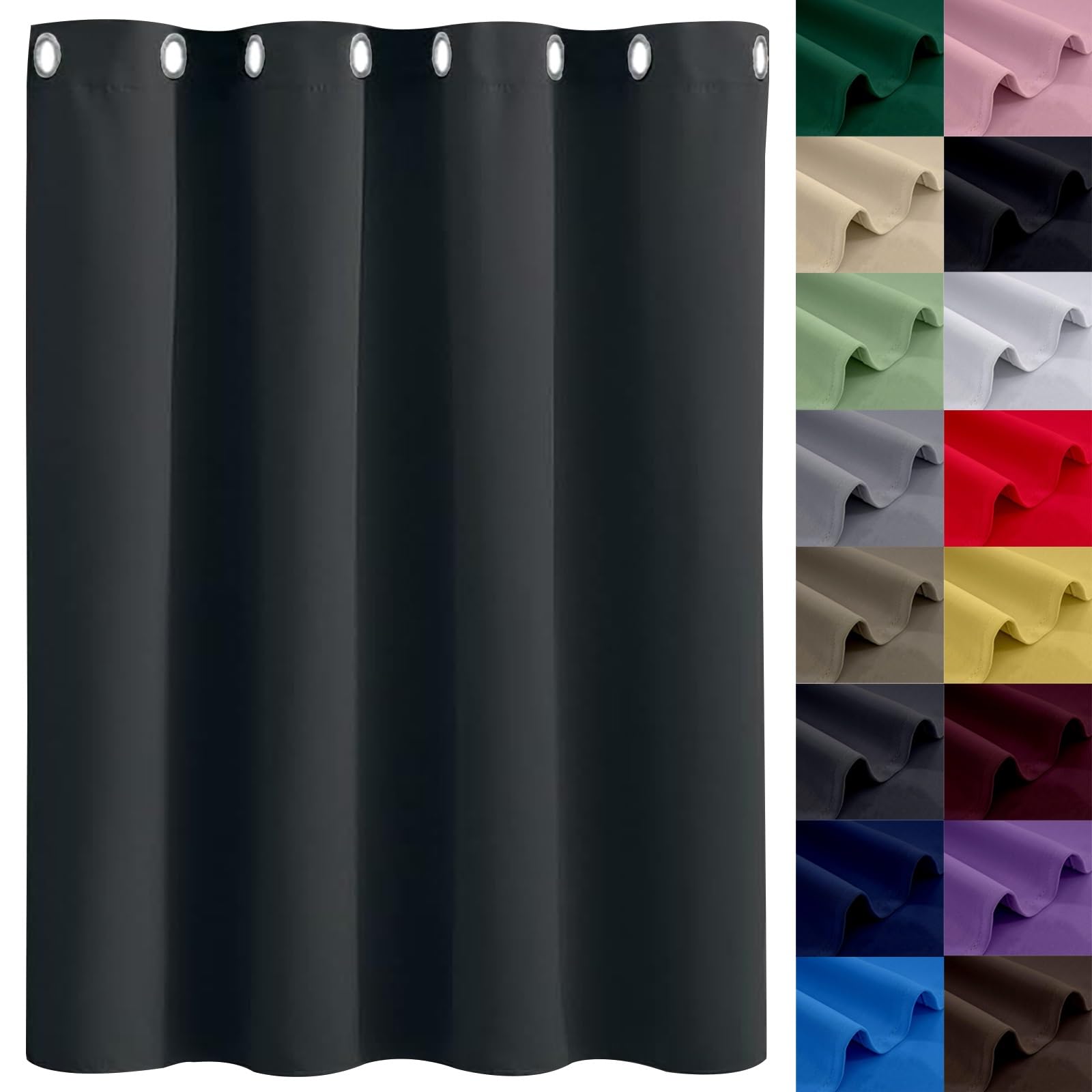 GAIFNAG 100% Blackout Curtains 220 x 220 cm Insulated Energy Efficiency Eyelet, Multiple Size and Colour Pencil Pleat Window Curtains for Bedroom, Kitchen, Nursery, Dark Grey