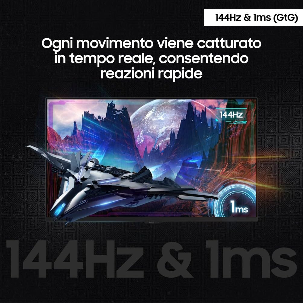 Samsung Monitor Gaming Odyssey G7 (S27DG702), Flat, 27'', 3840x2160 (UHD 4K), 16:9, HDR10+, 144Hz, 1ms (GtG), Compatibiltà G-Sync, HDMI, USB, DP, HAS, Pivot, Gaming Hub