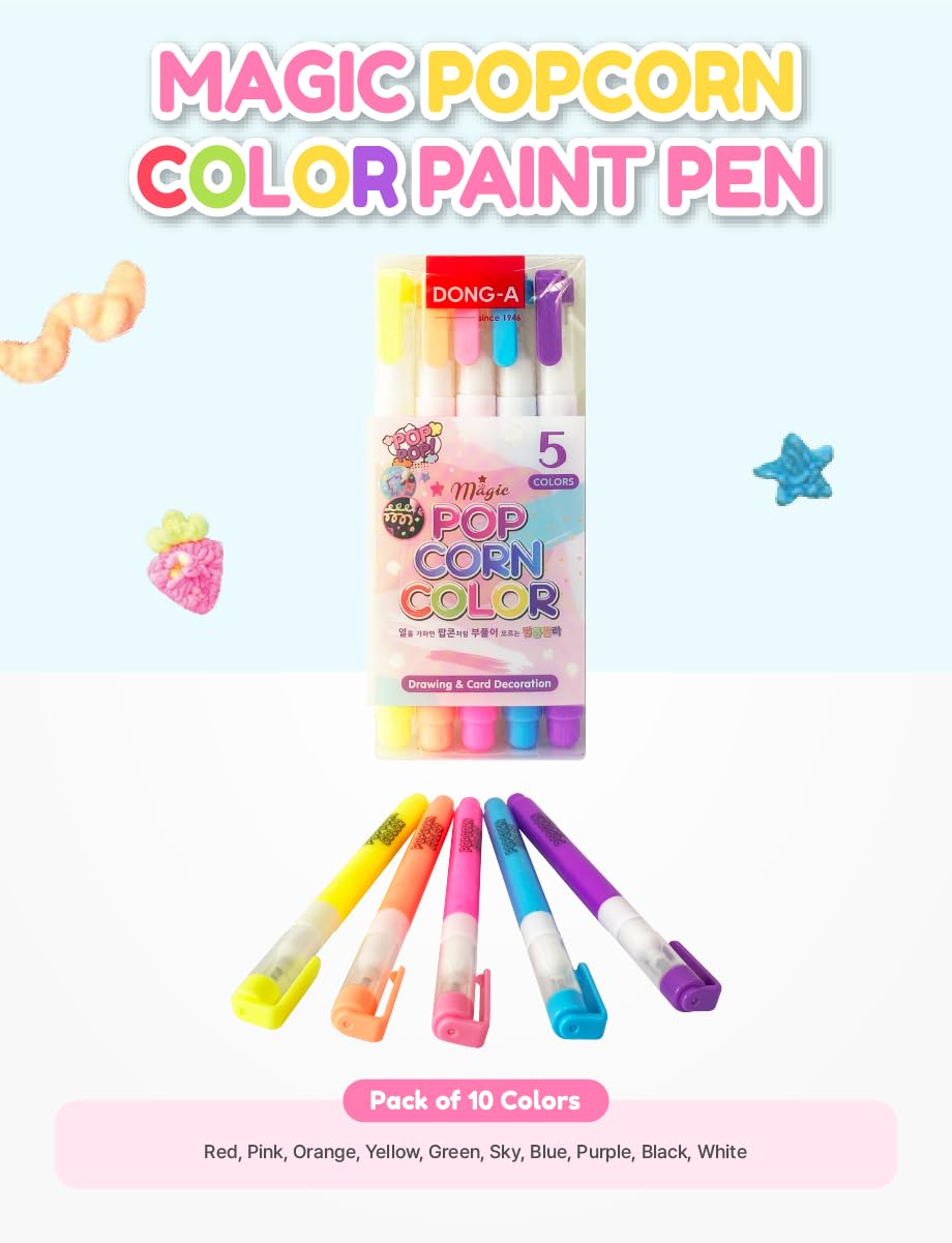 E Set of 6 3D Popcorn Pop up Puffy Paint Art Pen DIY Christmas Card,  Postcard, Scrapbooking 