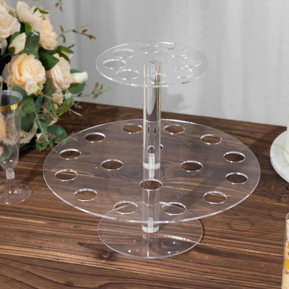 Tableclothsfactory 2 Tier 24-Slot Clear Acrylic Ice Cream Cone Holder, 12