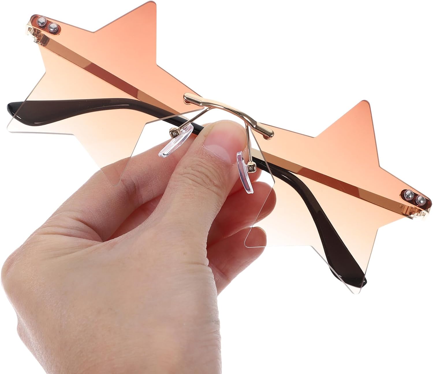 OUNONA Rimless Sunglasses for Women Frameless Eyeglasses Gold Frame Brown Gradient Lens Party and Beach Cool Novelty Eyewear