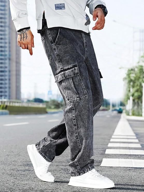 Image of ODDMONKEY Men Jeans || Cargo Jeans for Man ||Cargo Pant for Man || Jeans for Men || Men Cargo Pants || Straight Fit Jeans for Men