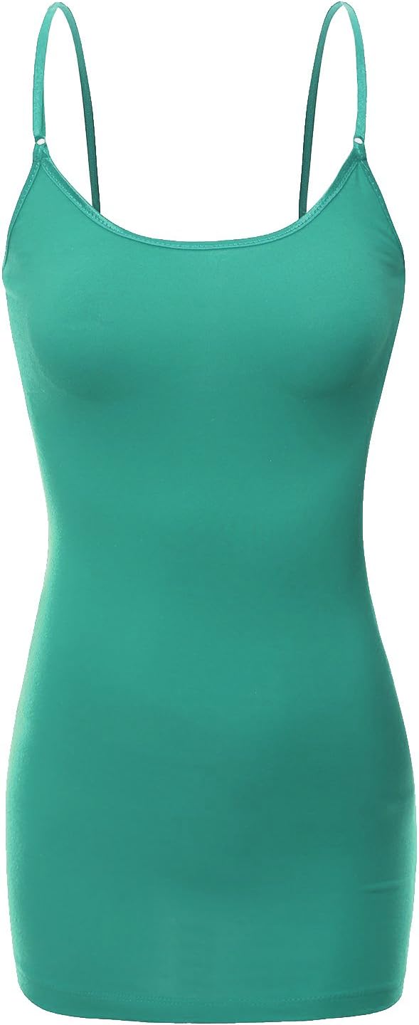 Bozzolo Women's Ladies Adjustable Spaghetti Strap Basic Long Cami Tunic Tank Top
