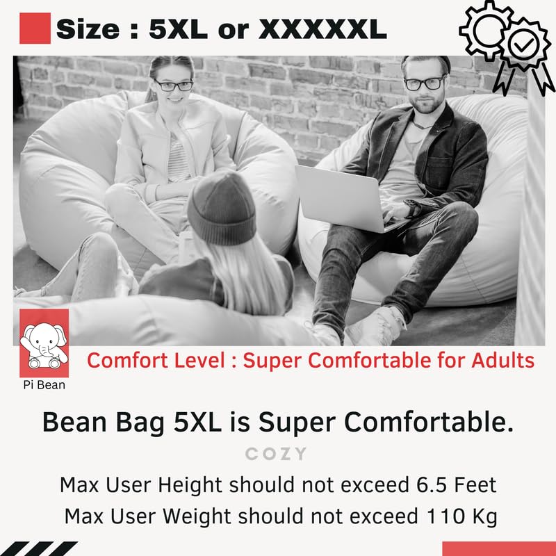 Image of with Beans Filled 5XL Luxura Elite Bean Bag Sofa with Free Cushion and Footrest - Official : ComfyCloud Combo (Matching Color : Regular, Yellow)