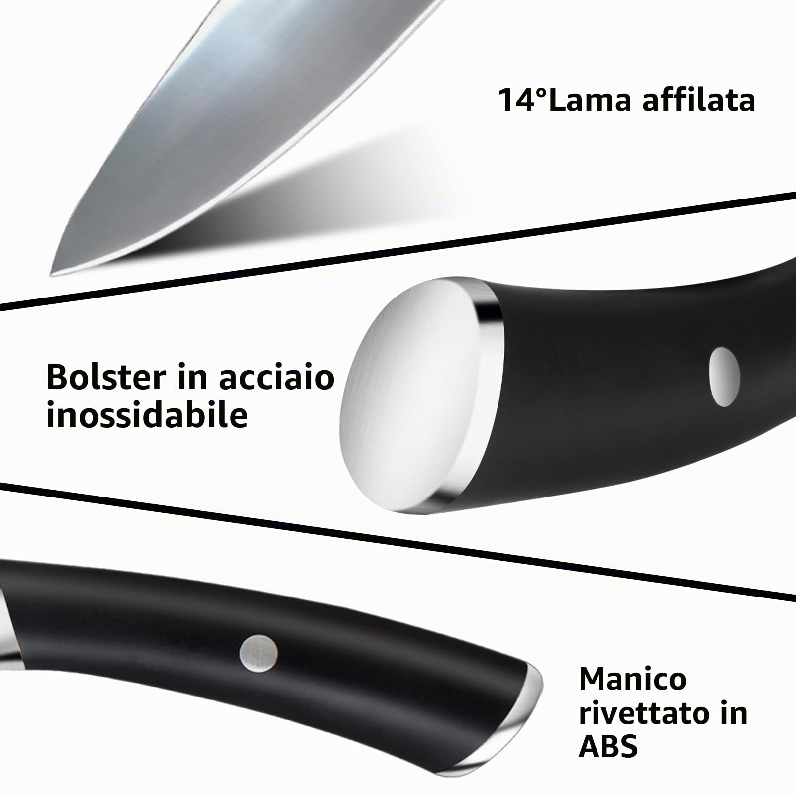 MOSFiATA Set Coltelli da Cucina Professionali con Forbici da Cucina, Affilacoltelli, Fodero e Custodia 19 Pezzi