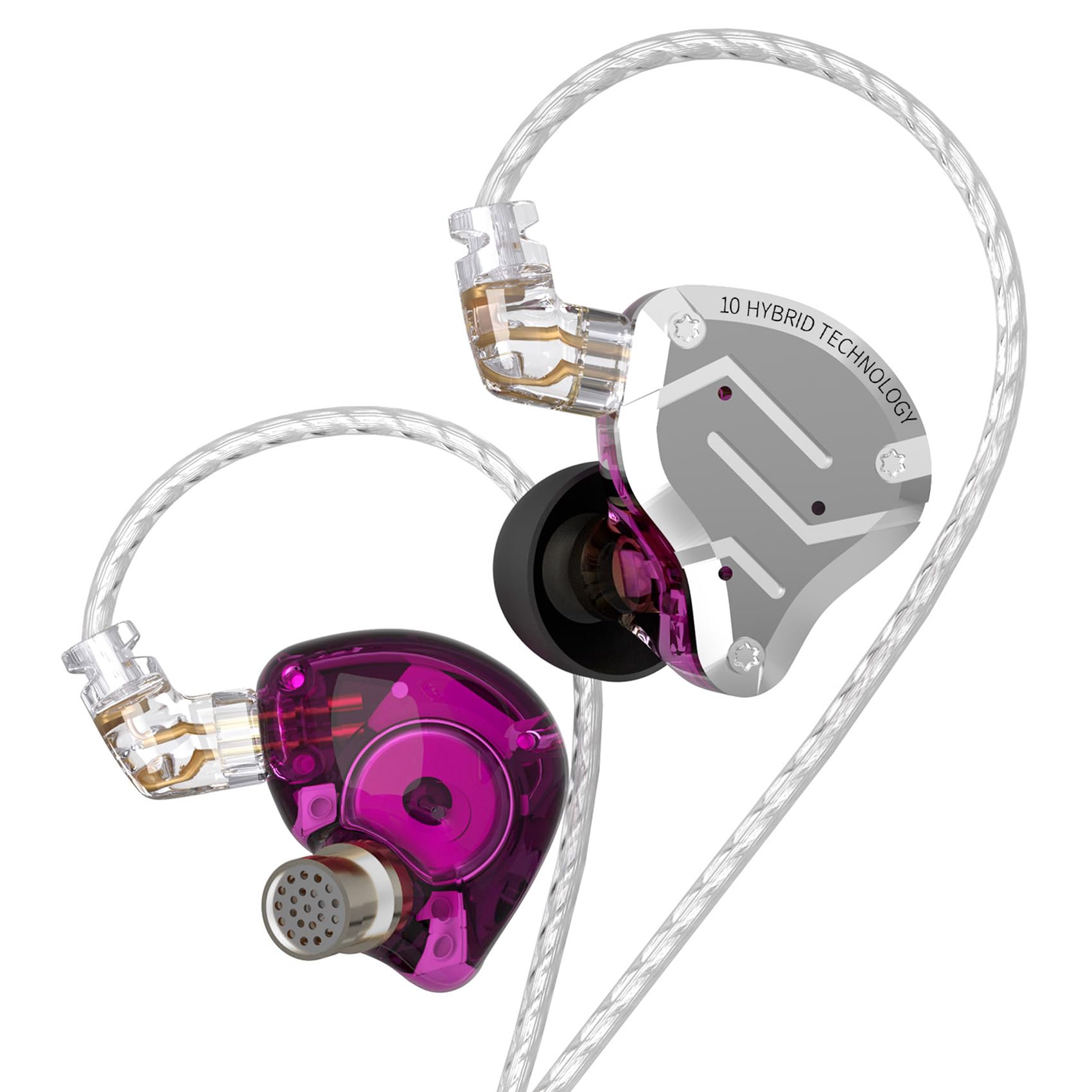 Yinyoo KZ ZS10 Pro kabelgebundene Kopfhörer In Ear,4BA+1DD 5 Treiber IEM Ohrhörer für Gaming, leichte HiFi In-Ear Monitor mit 2 Pin 3,5mm OFC Kabel 4 Ohrstöpseln für Audiophile