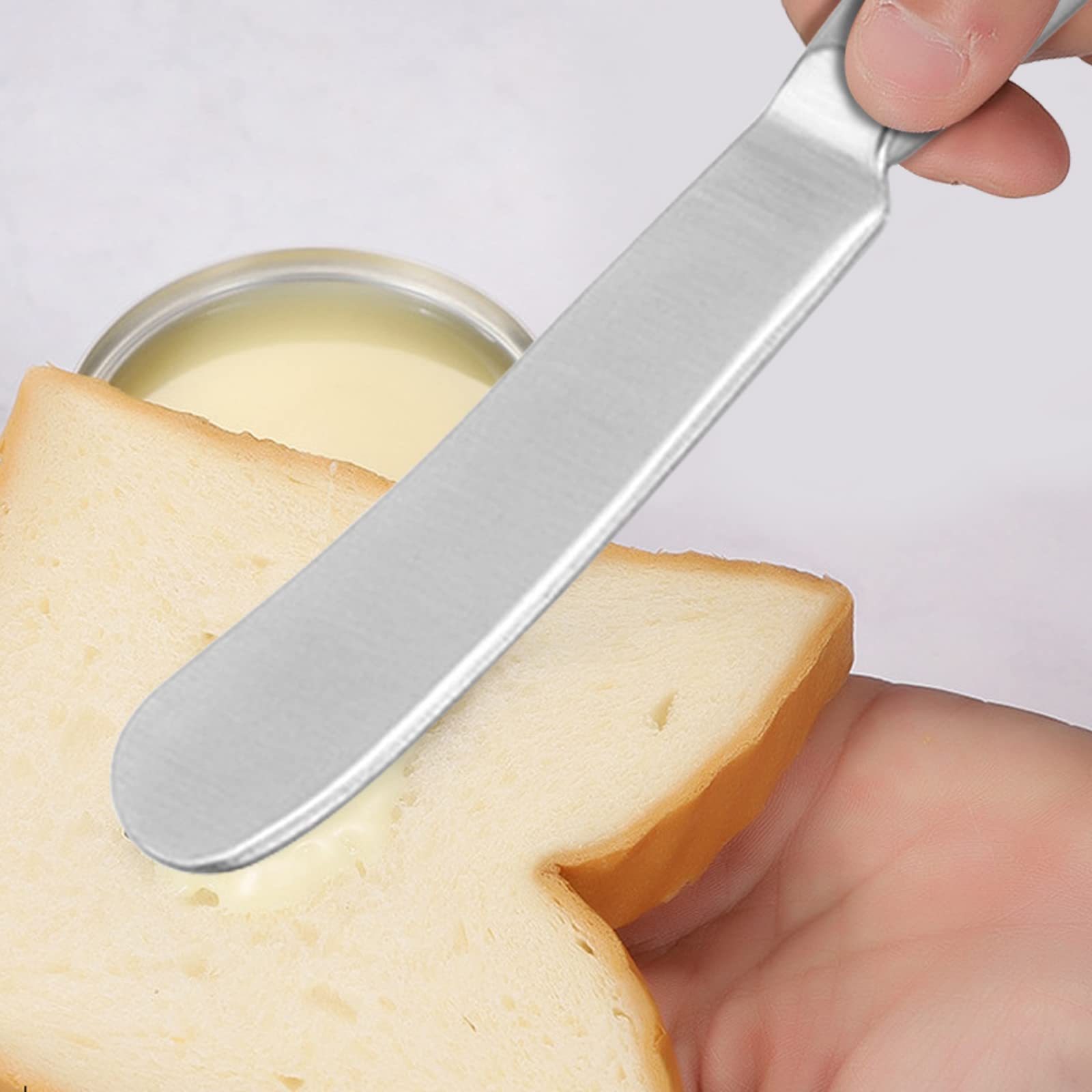 VANRA 4-tlg. Buttermesser-Set Edelstahl-Besteck-Sets Käsemesser-Set Käse-Frühstücksmesser mit glatten Kanten,Silber