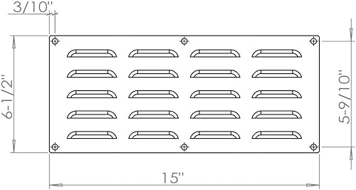 Miniatura 2 de Panel de ventilación de acero inoxidable para accesorios de parrilla de cocinas al aire libre, 15 pulgadas por 6-12 pulgadas