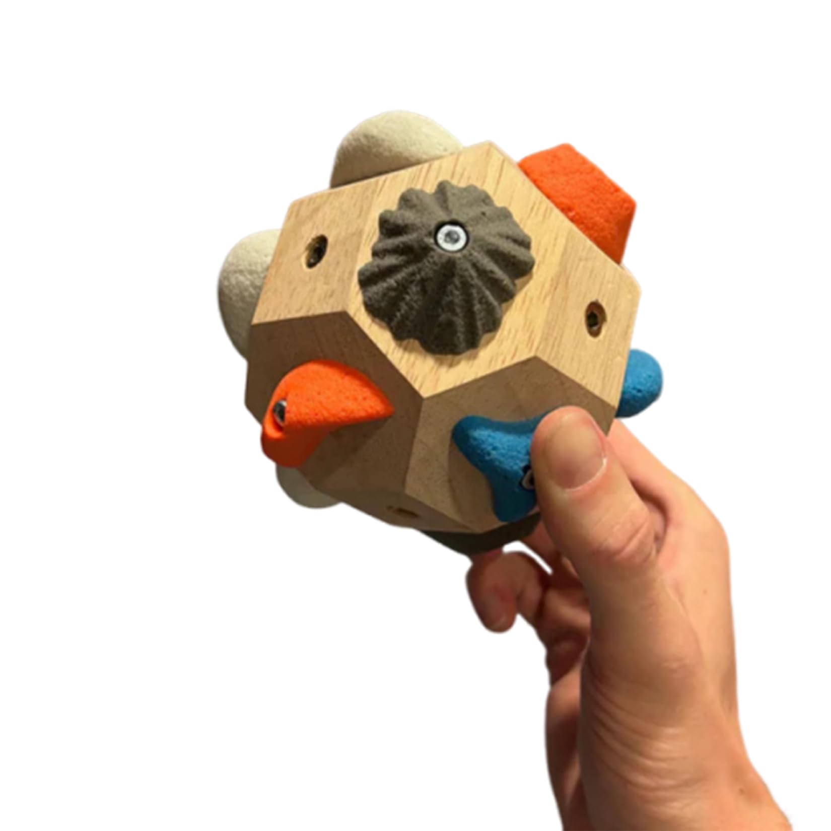 Handcrafted 3D Climbing Training Block with 12 Resin Holds โ Wooden Finger Grip Trainer with Canvas Bag & Bonus Keychain โ Portable Rock Climbing Training Tool & Gift for Climbers (1Pc)
